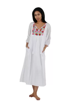 100% Cotton Embroidered Gown With Lining