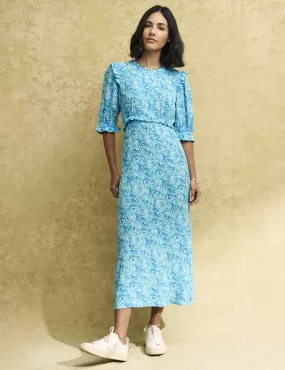 Blue Watercolour Felicia Midi Dress