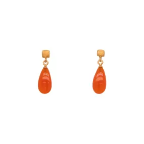 Cube Carnelian 24K Fair Trade Gold Vermeil Earrings