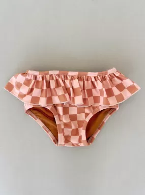 Earthy Checkered Ruffle Bottoms