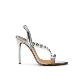 Jessie Sandal Vinylite & Silver Metallic Patent