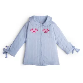 Light Blue Embroidered Top